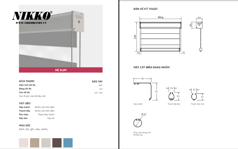 Hệ Slim của rèm cầu vồng Aqua